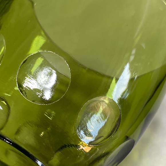 Vintage 60s avocado green Bartlett Collins thumbprint goblets (set of 4) - Picture 8 of 9